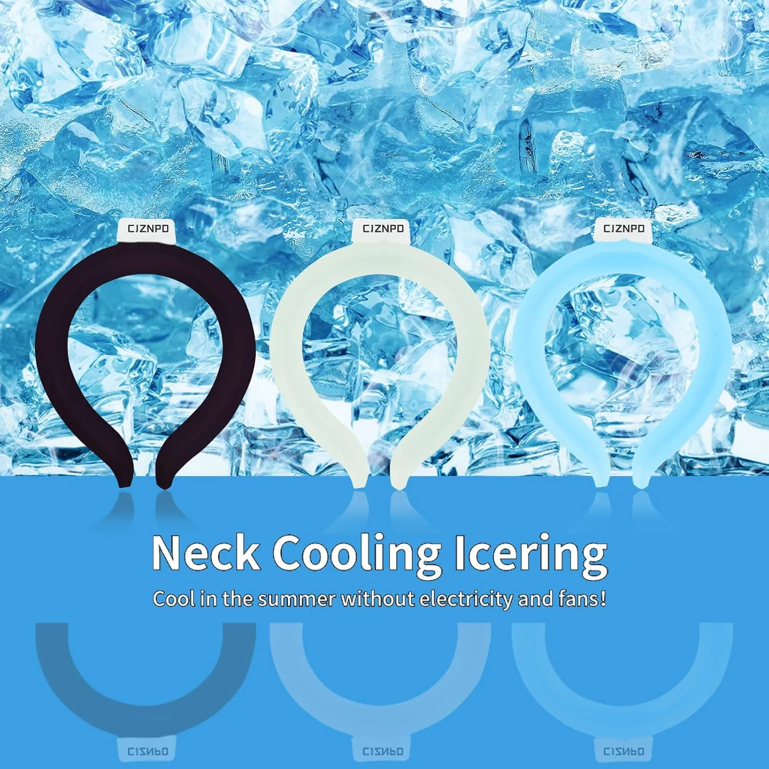 2PCS Neck Cooling Tube, with Insulated Bag, Wearable Ice Coolers Ring Keep Body Cool in Heat/Hot Weather,Reusable Neck Frozen Wraps for Summer in/Outdoor Sports.(Blue White)