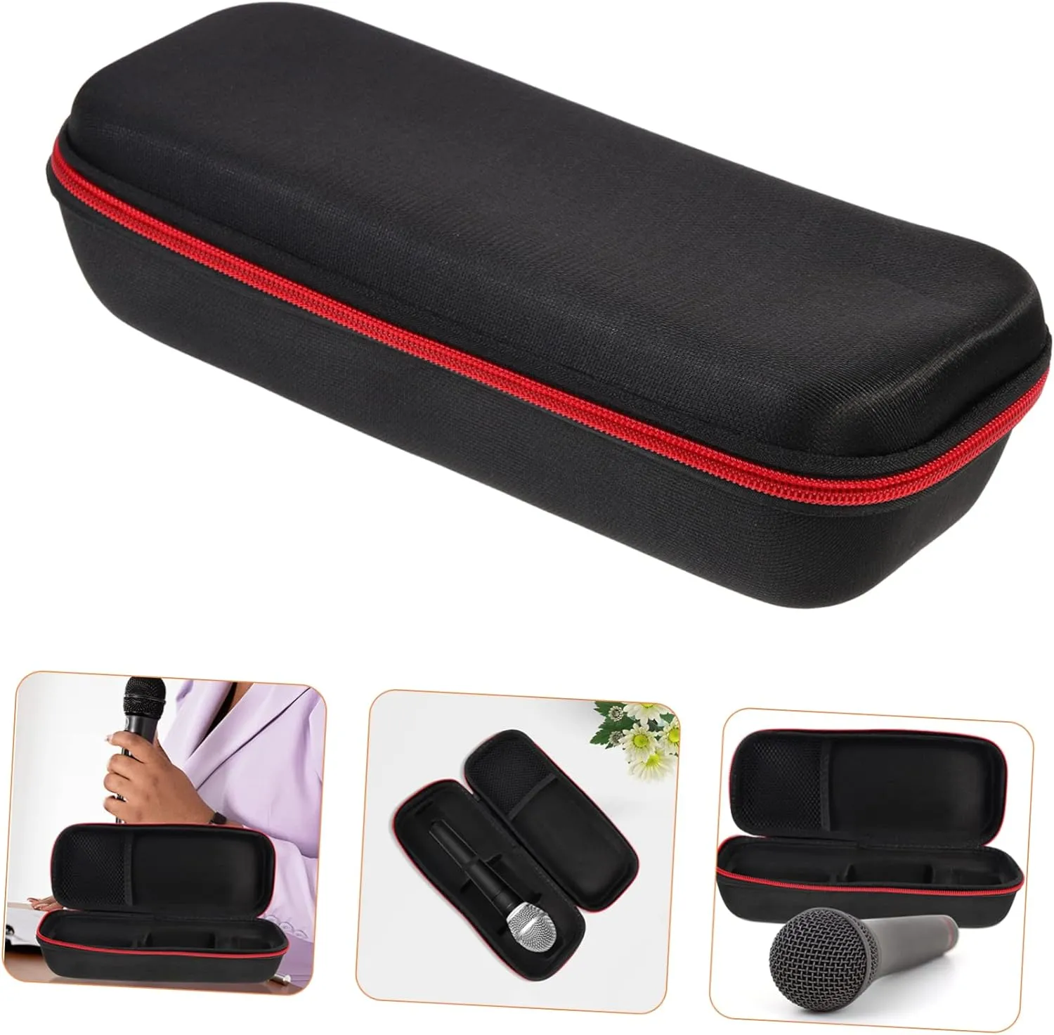 2pcs Vocal Microphone Protector Durable Hard Zipper Case for Microphone Storage Lightweight Compact