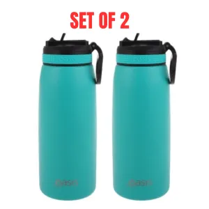 2x Oasis 780ml Stainless Steel Insulated Drink Bottle w/ Sipper Straw -Turquoise