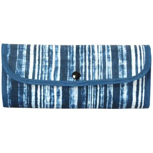 2x Sachi Insulated Market Tote Folding Portable Shopping Carry Bag, Blue Stripes