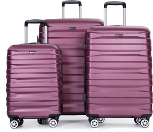 3 Piece Luggage Sets Pc Lightweight,Durable Expandable Suitcase with Two Hooks, Double Spinner Wheels, Tsa Lock, (21,25,29) Wine Red