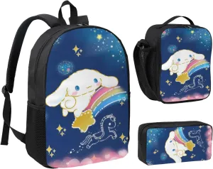 3-Piece Set 17" Spacious Backpack   Multi-Purpose Pouch   Compact Lunch Bag, Cute Carry Essentials Combo