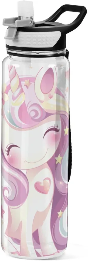 30 oz cute cartoon unicorns colorful Travel Water Bottle Tritan No BPA non toxic Large Water Jug with Spout for Camping Camping Collapsible