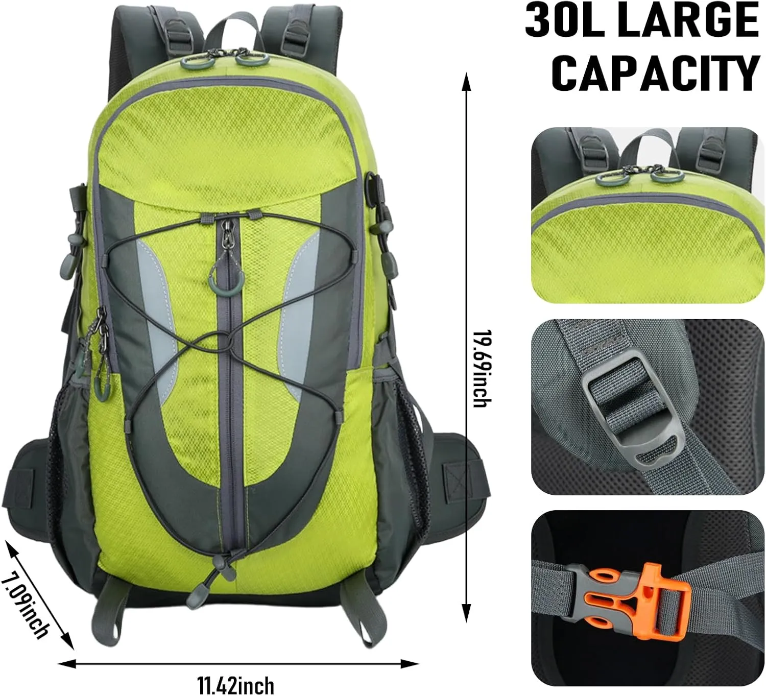 30L Hiking Backpack, Waterproof Outdoor Bag, Travel Camping Men'S And Women'S Sports Backpack (Green)