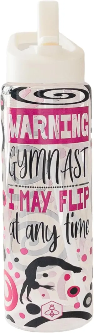 32oz Cheerleader, Dance and Gymnastics Water Bottle with Straw Lid, BPA-Free Reusable Bottle (Gymnastics)
