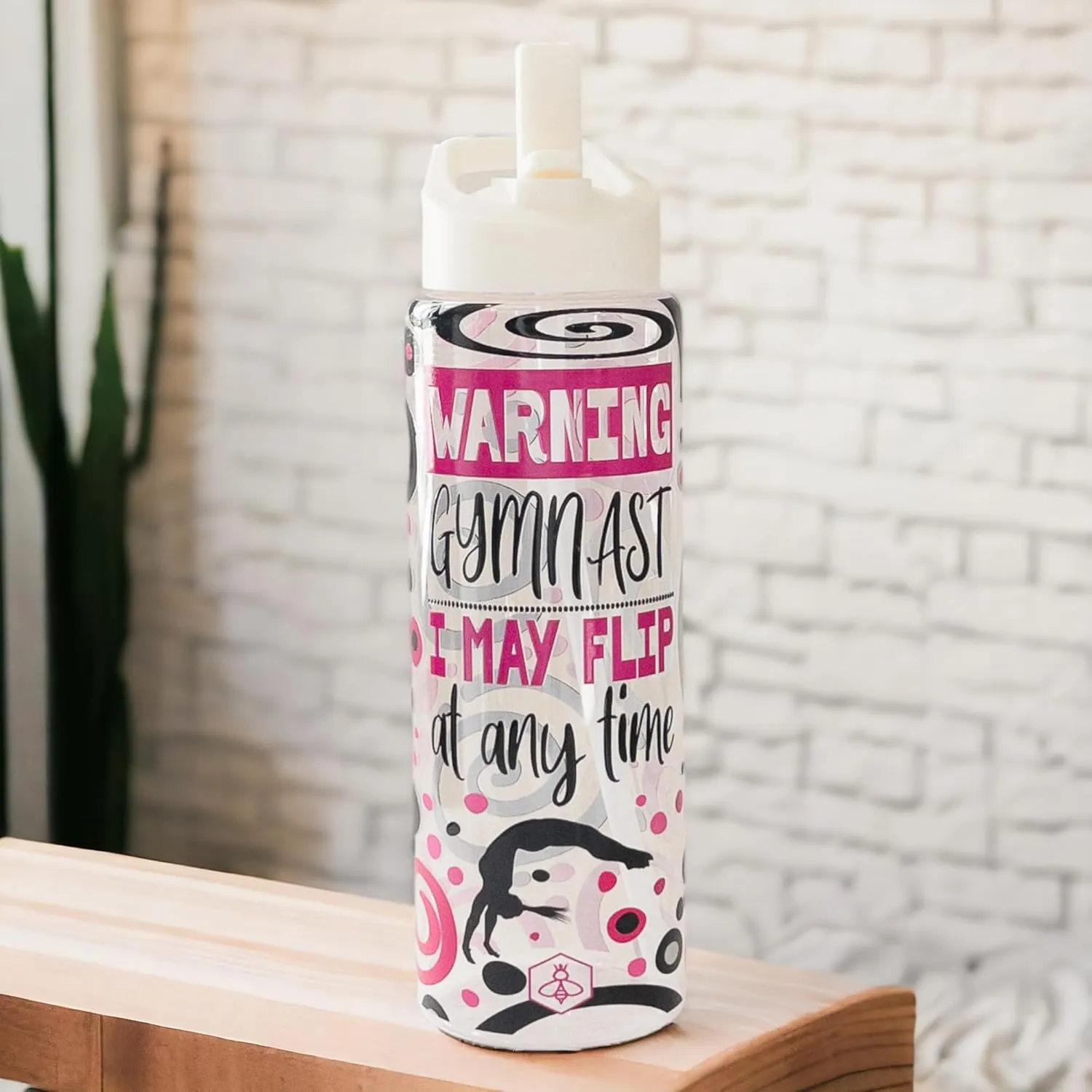 32oz Cheerleader, Dance and Gymnastics Water Bottle with Straw Lid, BPA-Free Reusable Bottle (Gymnastics)