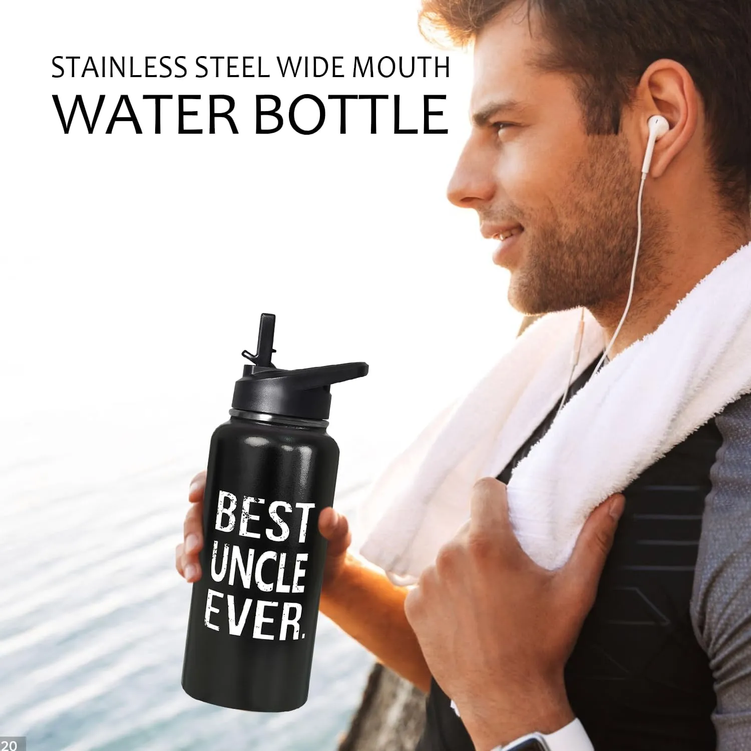 32oz Uncle Stainless Insulated Aater Water Bottle with Straw,Uncle Gym Hiking Sports Coffee Mug Cup Water Bottles,Uncle Decor Stuff Accessories