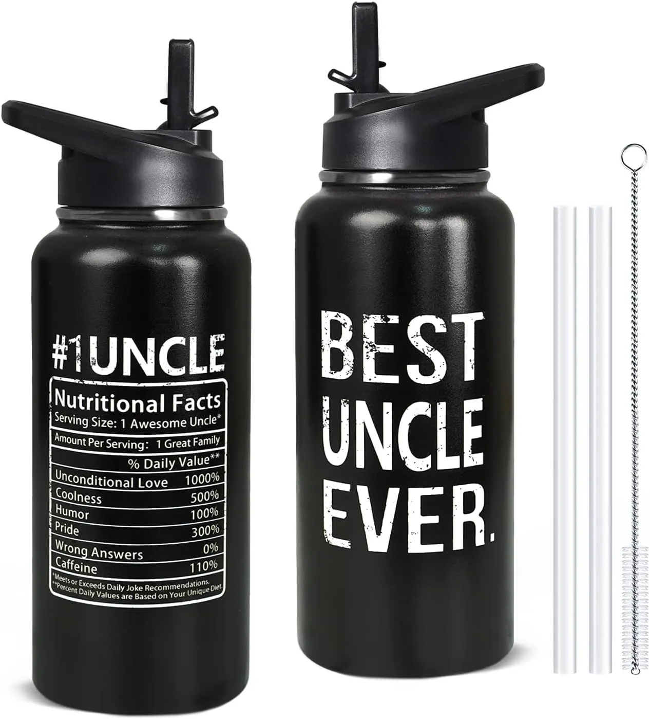 32oz Uncle Stainless Insulated Aater Water Bottle with Straw,Uncle Gym Hiking Sports Coffee Mug Cup Water Bottles,Uncle Decor Stuff Accessories
