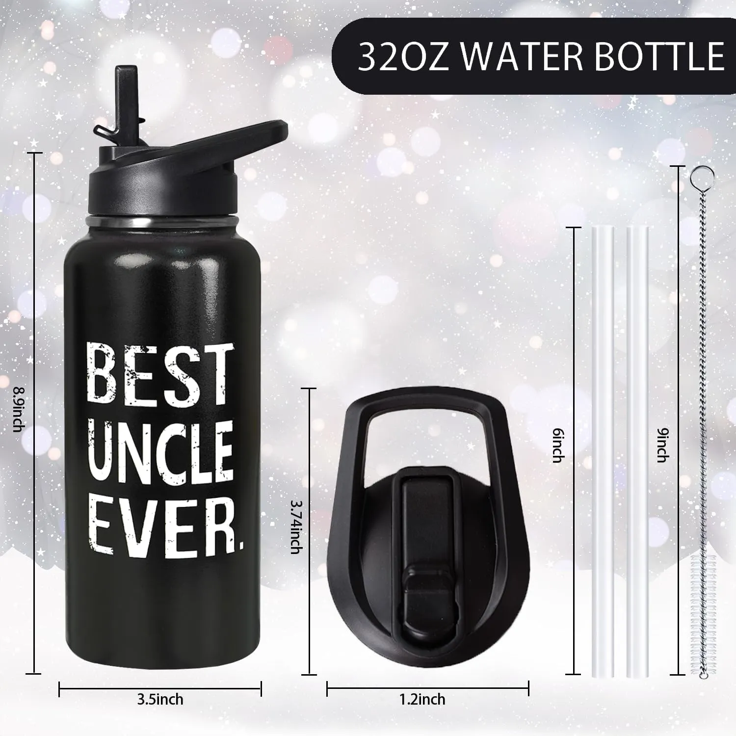 32oz Uncle Stainless Insulated Aater Water Bottle with Straw,Uncle Gym Hiking Sports Coffee Mug Cup Water Bottles,Uncle Decor Stuff Accessories
