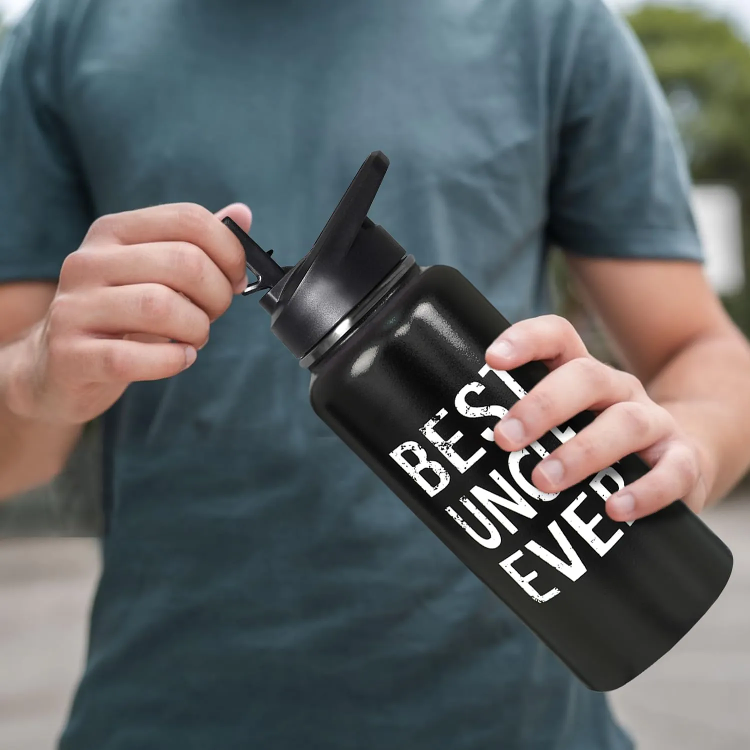 32oz Uncle Stainless Insulated Aater Water Bottle with Straw,Uncle Gym Hiking Sports Coffee Mug Cup Water Bottles,Uncle Decor Stuff Accessories