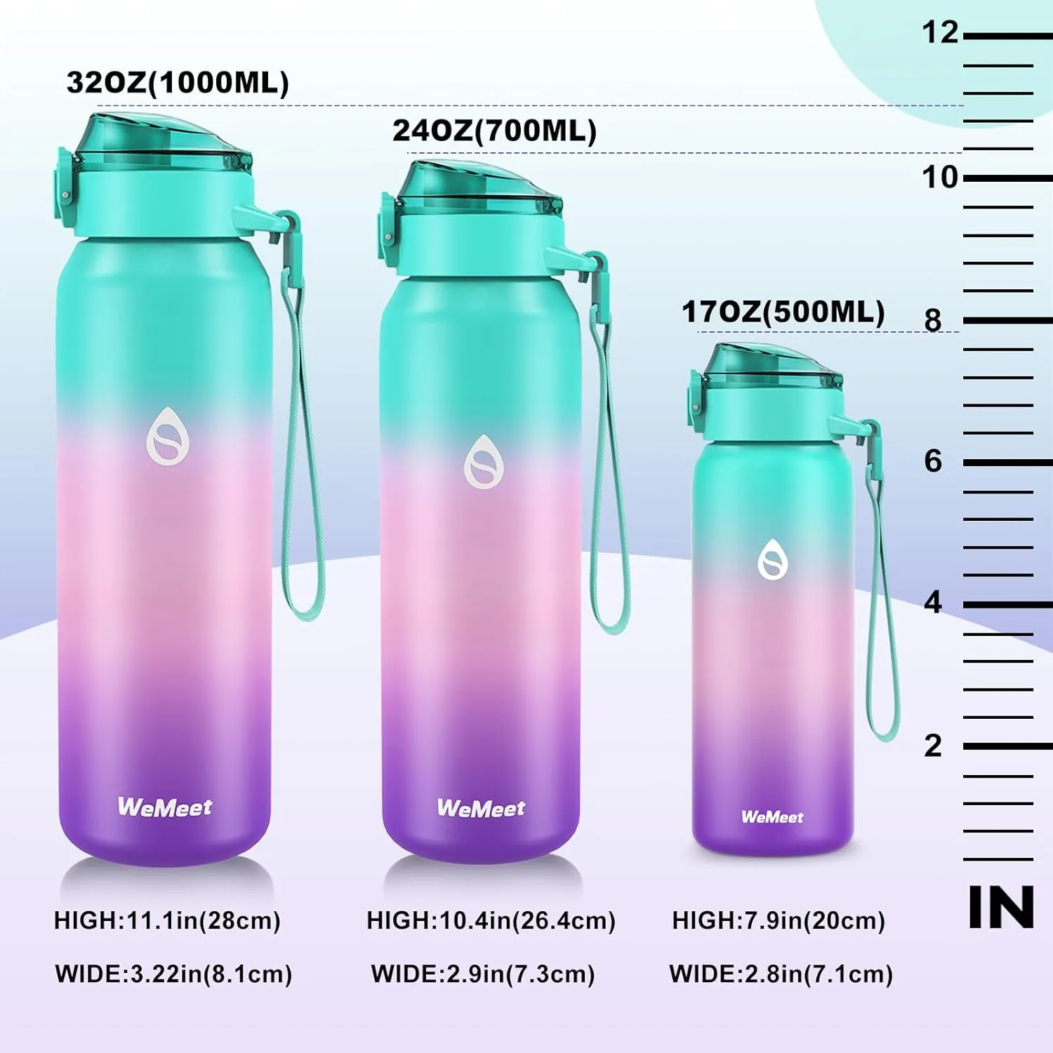 32oz Water Bottle with Removable Straw and Spout Lid Two Ways to Drink, 18/10 Stainless Steel Insulated Water Bottle, BPA-Free, Leak Proof, Double wall, for Sports, Gym