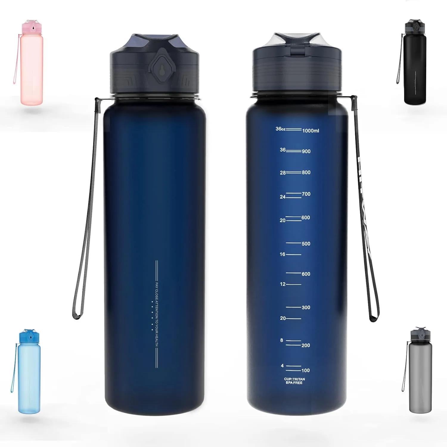 36 oz Sports Water bottle,BPA Free Drinks Water Bottles with Fruit Strainer,Leakproof Tritan BPA Free Non-Toxic Water Jug for Fitness,Gym,Sports,Outdoors,Cycling (deep blue)