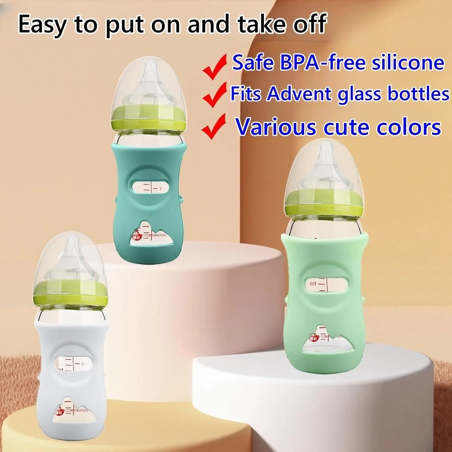 4 Pack Silicone Sleeves for Avent Natural Glass Baby Bottles, Anti Breakage Baby Bottle Holder, Compatible with Philips Avent Glass Natural Baby Bottle, BPA Free (Pink, 4 OZ)