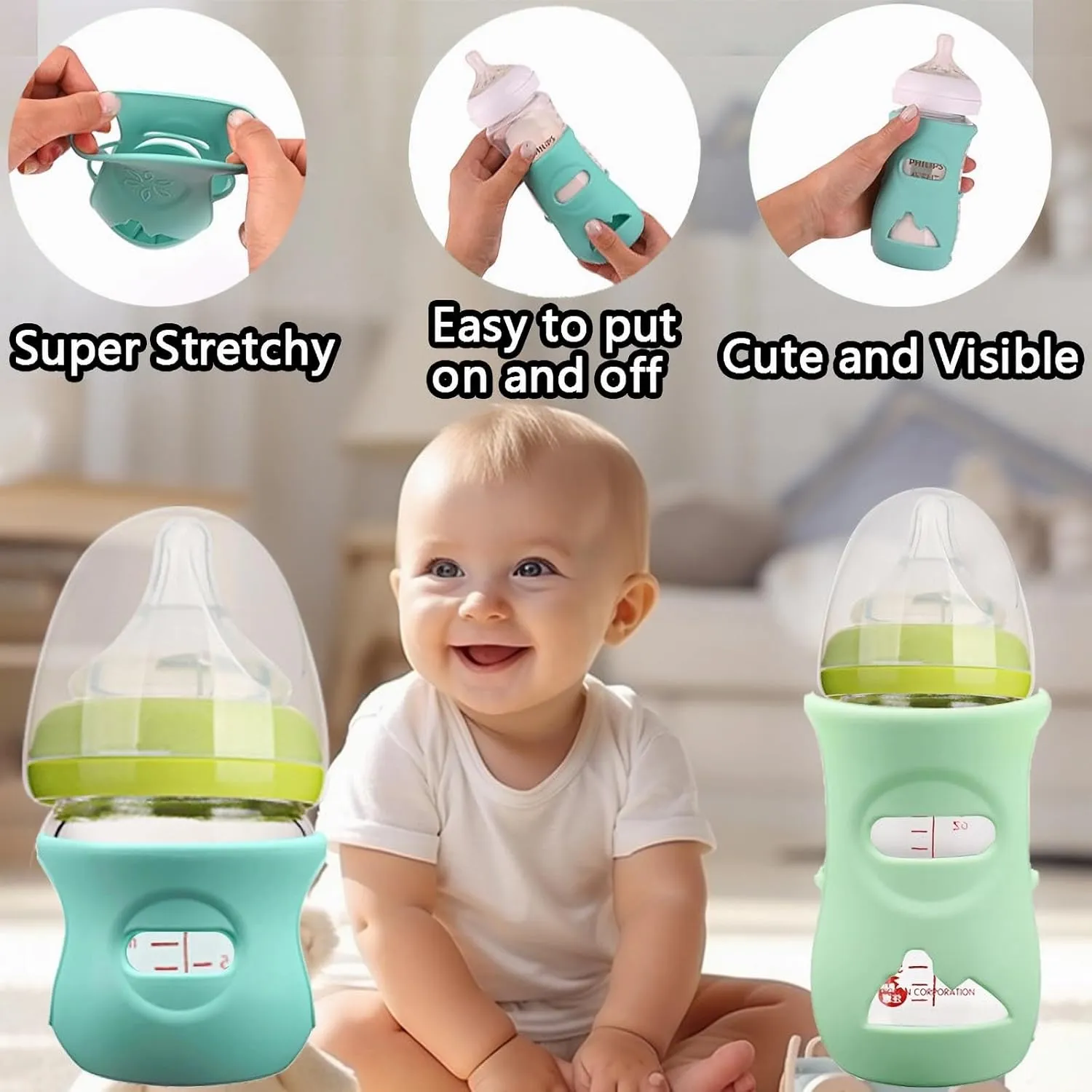 4 Pack Silicone Sleeves for Avent Natural Glass Baby Bottles, Anti Breakage Baby Bottle Holder, Compatible with Philips Avent Glass Natural Baby Bottle, BPA Free (Pink, 4 OZ)