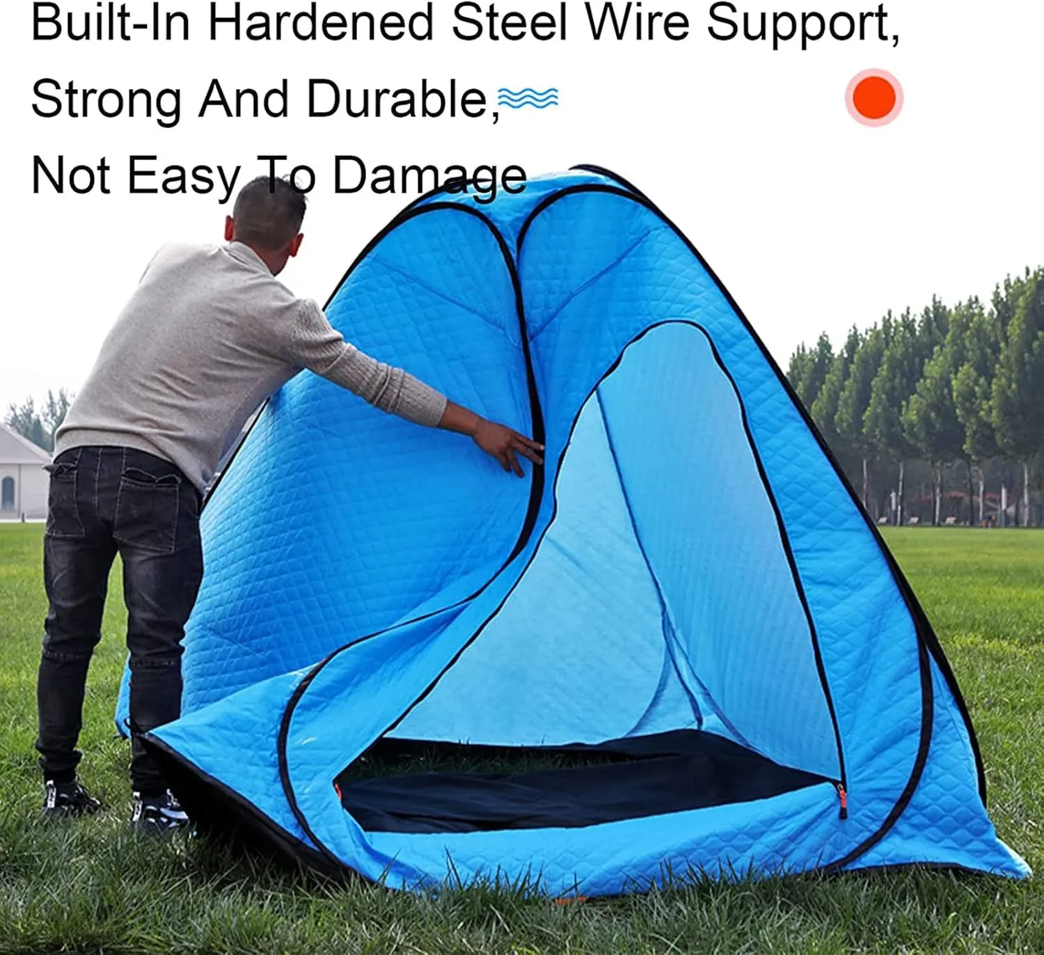 4 Person Outdoor Ice Fishing Shelter Fishing Cotton Tent Thicken Warm Tent Winter Waterproofs Camping Tent with Moisture-Proof Pad