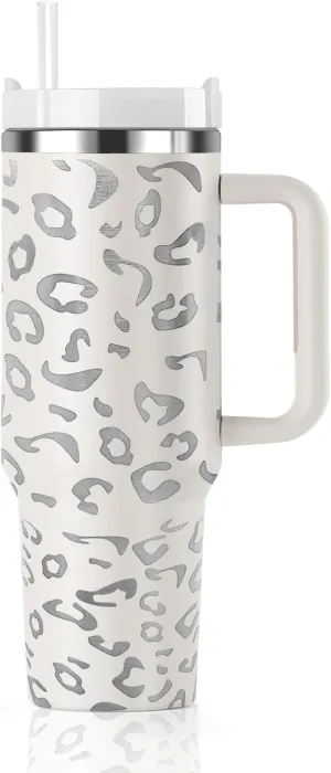 40 oz Tumbler with Handle and Straw Lid, Insulated Cup Reusable Stainless Steel Water Bottle Leak Proof Tumblers Mug Cups Gifts for Women Men As a Water&Coffee Suitable for Outdoor Car Travel/Sport