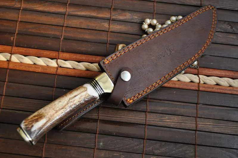 440c Steel Handcrafted Hunting Knife With American Deer Antler Handle