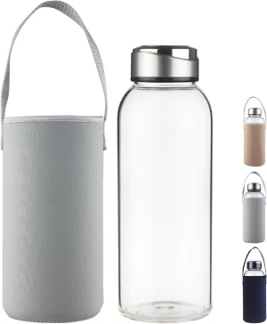 48 OZ Borosilicate Glass Water Bottle BPA Free Reusable Glass Drinking Bottle with Neoprene and Stainless Steel Lid