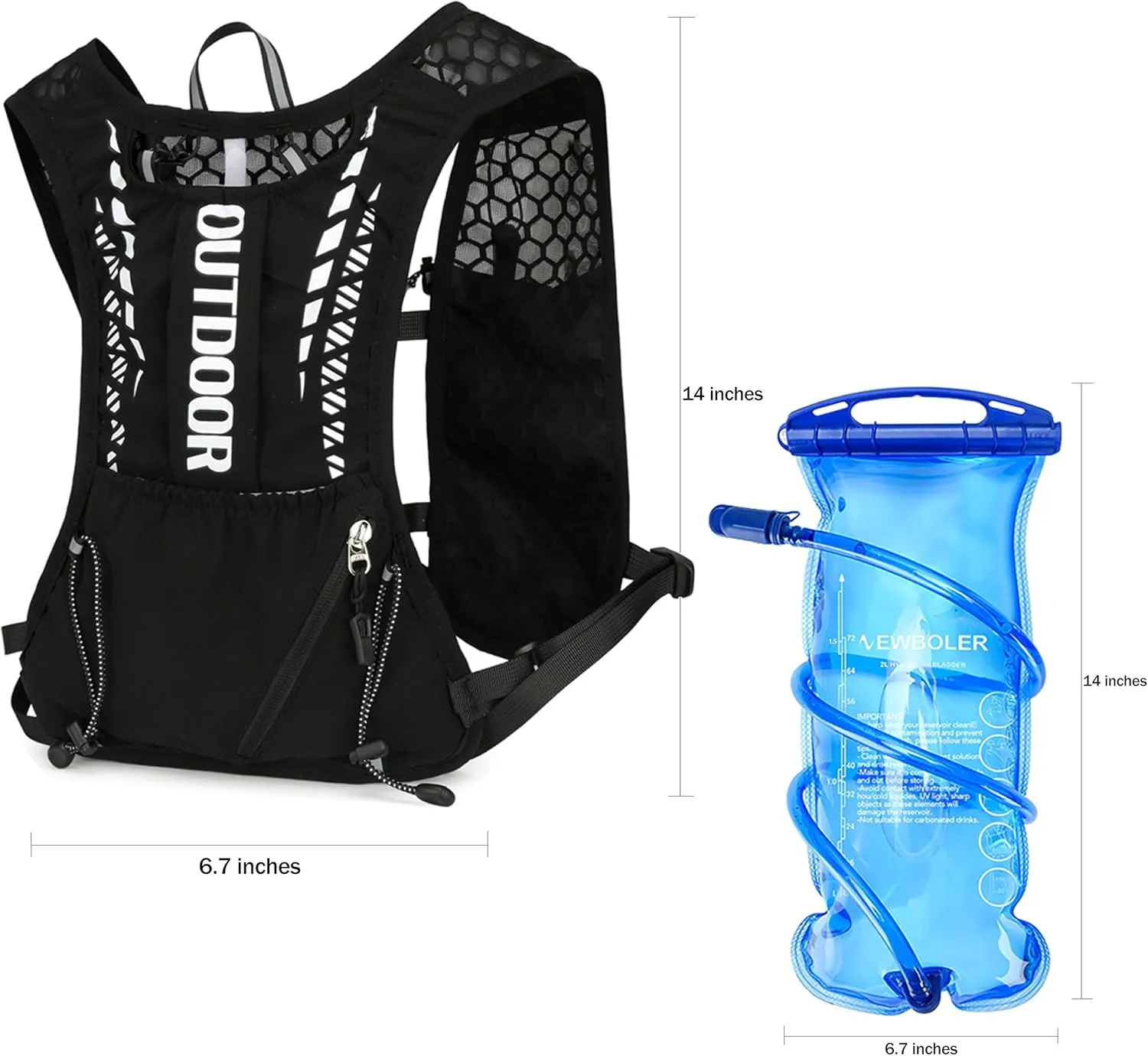 5L Hydration Pack for Men - Lightweight Running Vest with 1.5L Water Bladder, Water Backpack for Hiking, Running, Biking, and Raves- Reflective Design, Adjustable Straps