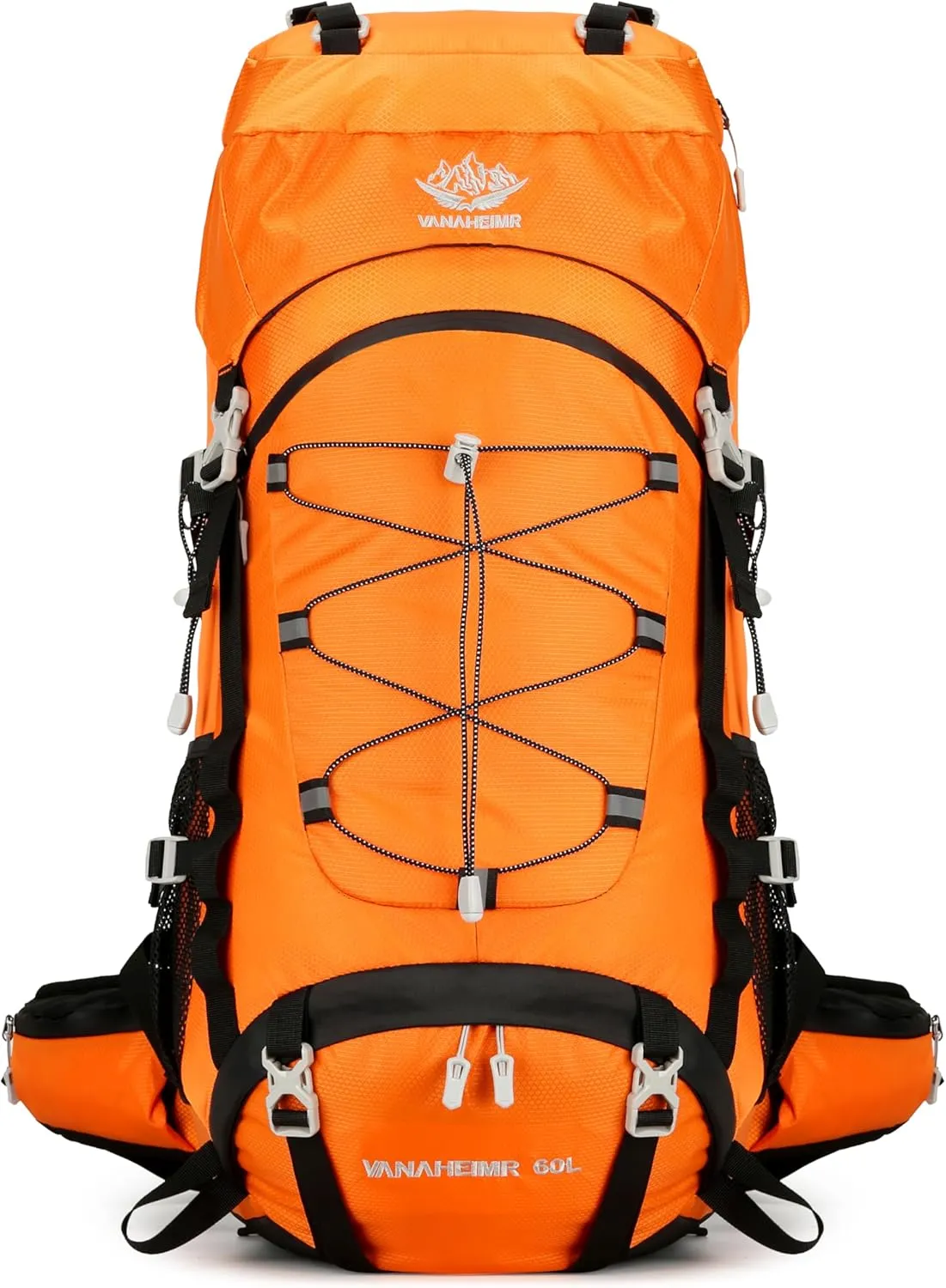 60L Travel Hiking Camping Backpack with Rain Cover, Backpack Water Resistant,Climbing Backpack for Men Women(Orange)