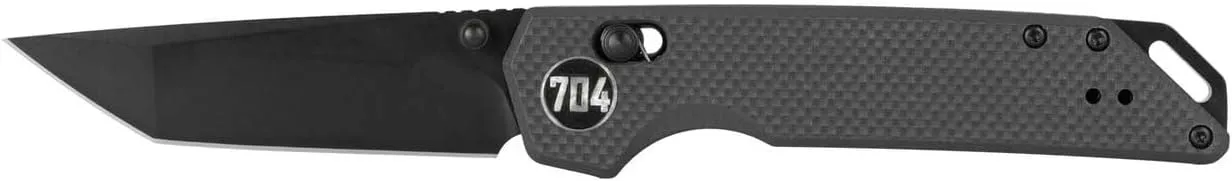 704 Gear Fang EDC Folding Pocket Knife | 3.22" Tanto Blade, D2 Steel, G10 Handle, Crossbar Lock, Reversible Pocket Clip | Black