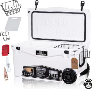 70QTW Cold Bastard Rugged  Polar White Large Wheels The Best Premium Ice Chest Cooler Accessories Free S&H