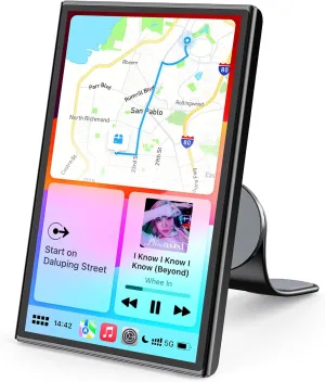 7" Wireless Touch Screen for Car, Portable Car Stereo for Apple Carplay & Android Auto with Magnetic Bracket/OTA/GPS/Mirror Link/Voice Control/Bluetooth/AUX/FM/WiFi, Supports Landscape & Portrait