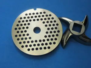 #8 SET Sausage Stuffer 1/8" plate AND knife for Meat Grinder plate disc for Cabelas & others