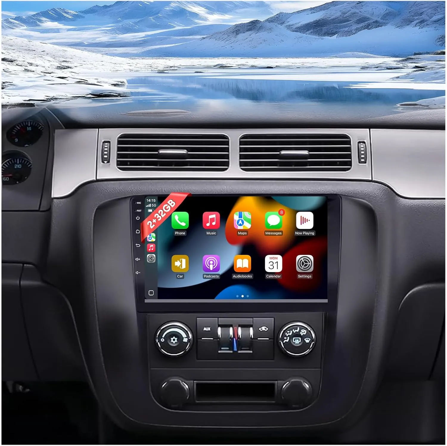 9''Car Stereo Radio for GMC Sierra/Yukon2007-2013,Chevy Tahoe2007-2013/Chevy Silverado2010-013,Car Head Unit with Backup Camera,Touchscreen with Carplay Android Auto, Fm/Am,Bluetooth, GPS
