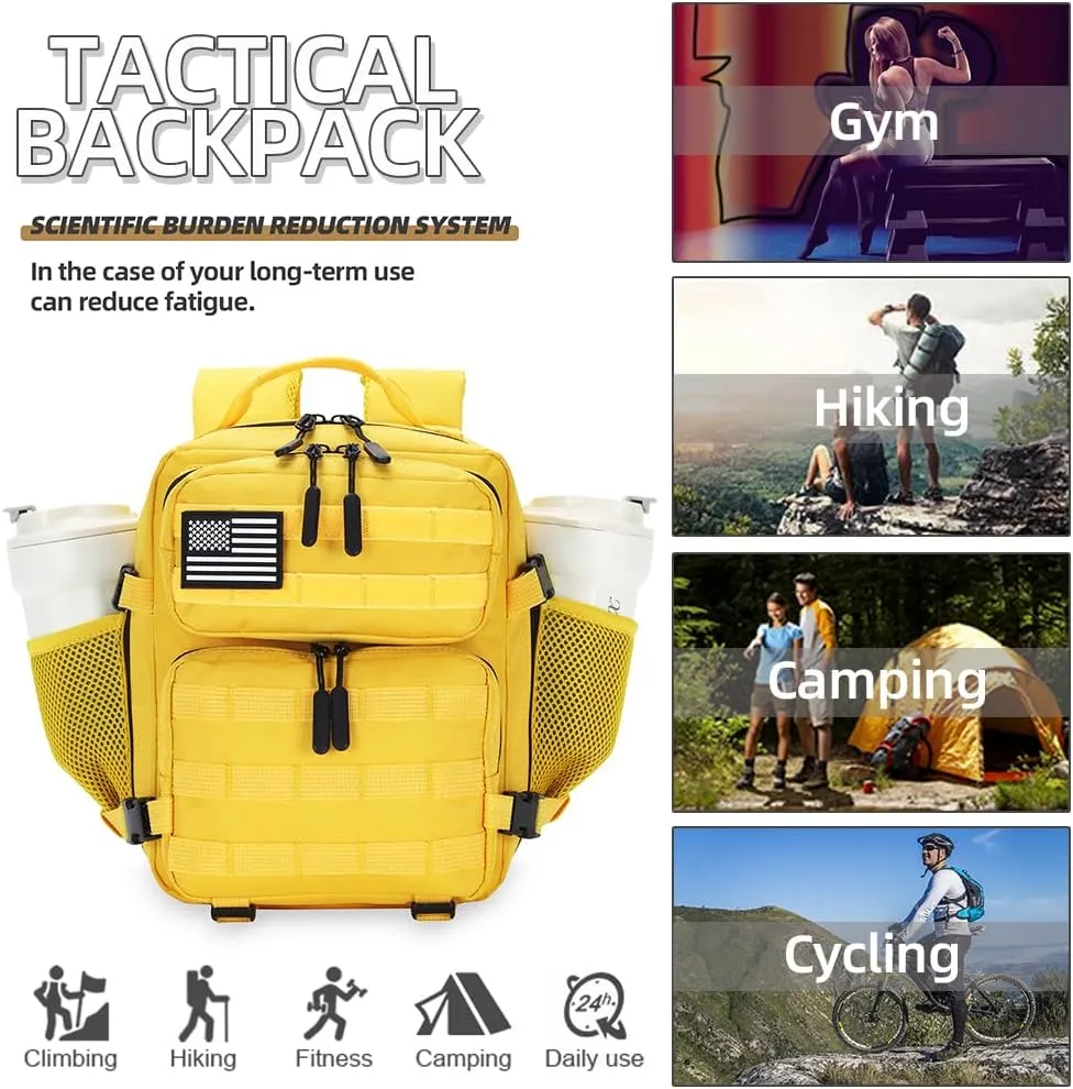 9L Mini Tactical Backpack for Men and Women, Tactical Backpack Small for Hiking, Small Tactical Bag（Yellow）
