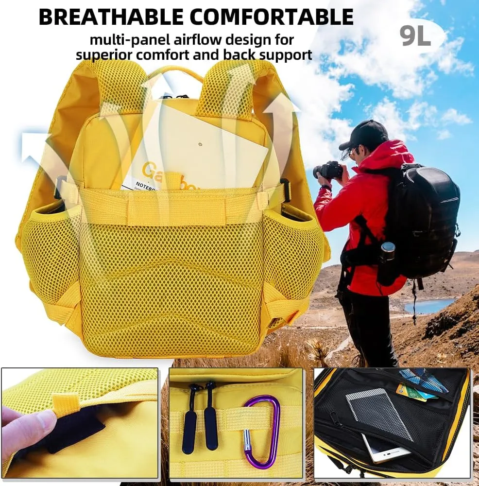 9L Mini Tactical Backpack for Men and Women, Tactical Backpack Small for Hiking, Small Tactical Bag（Yellow）