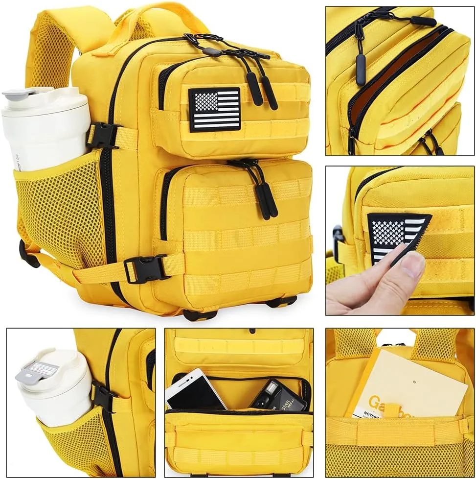 9L Mini Tactical Backpack for Men and Women, Tactical Backpack Small for Hiking, Small Tactical Bag（Yellow）