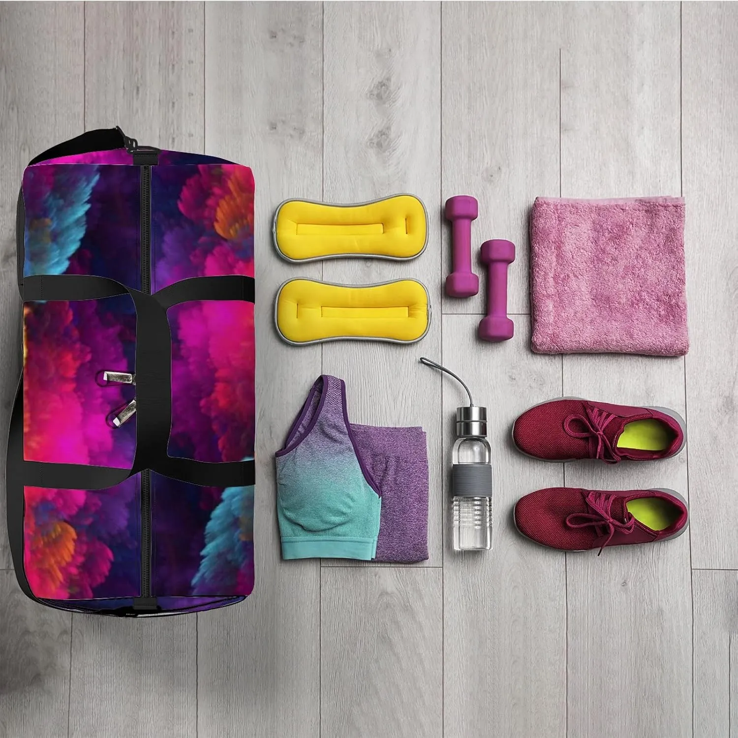 Abstract Background Sports Bag Tote Bag Waterproof Gym Bag with Shoulder Strap Zipper 2 Side Pockets for Men and Women, Travel and Storage Shoulder Bag.
