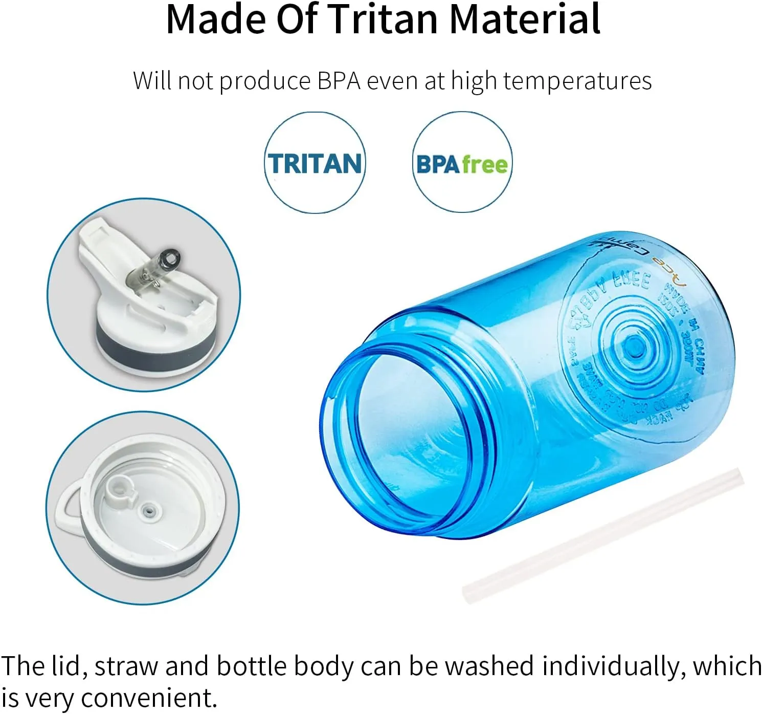 AceCamp 12oz Small Water Bottle 2 Pack with Straw for Kids and Adults BPA Free Tritan Sports Fitness Bottle Leak-Proof Durable Blue 2pcs