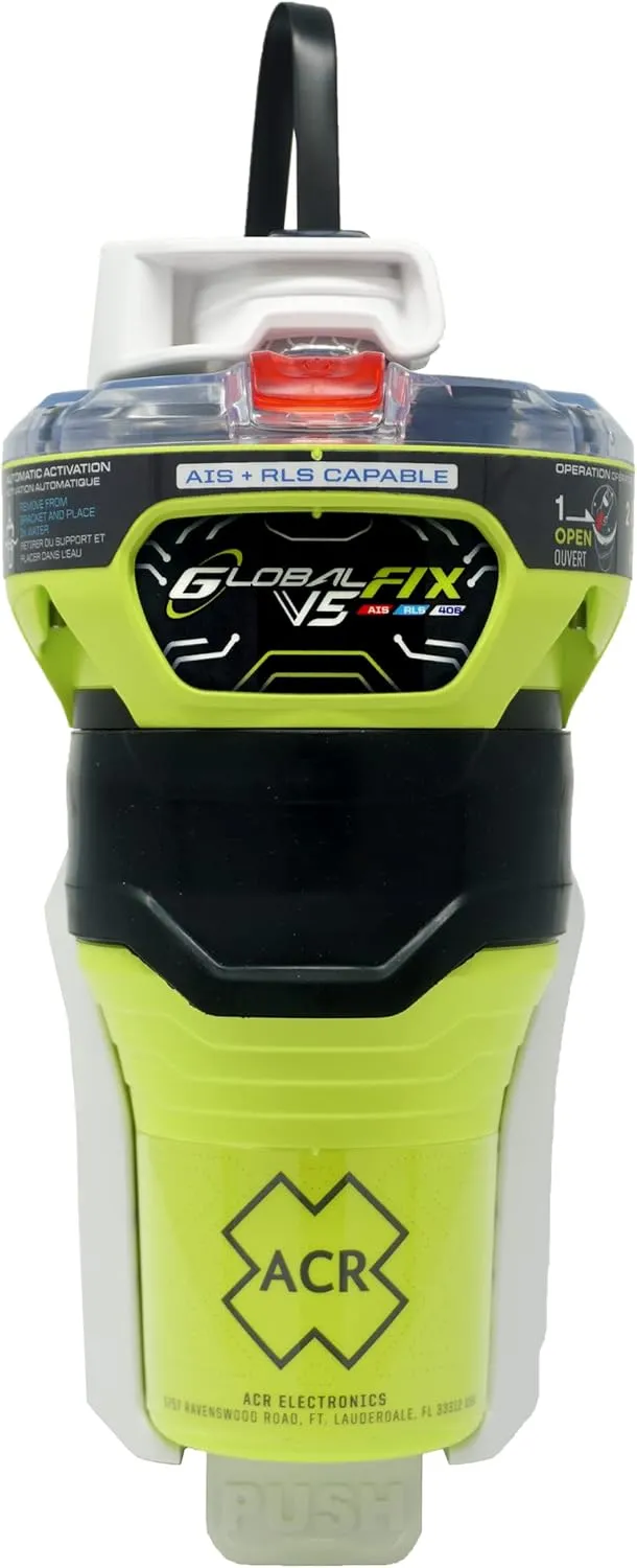 ACR GLOBALFIX™ V5 AIS EPIRB - SOS, GPS, Global Coverage, Return Link Service & Mobile App - CAT 2 Manual Release Bracket (2852) - Local AIS & Global Satellite Emergency Signaling for Search & Rescue