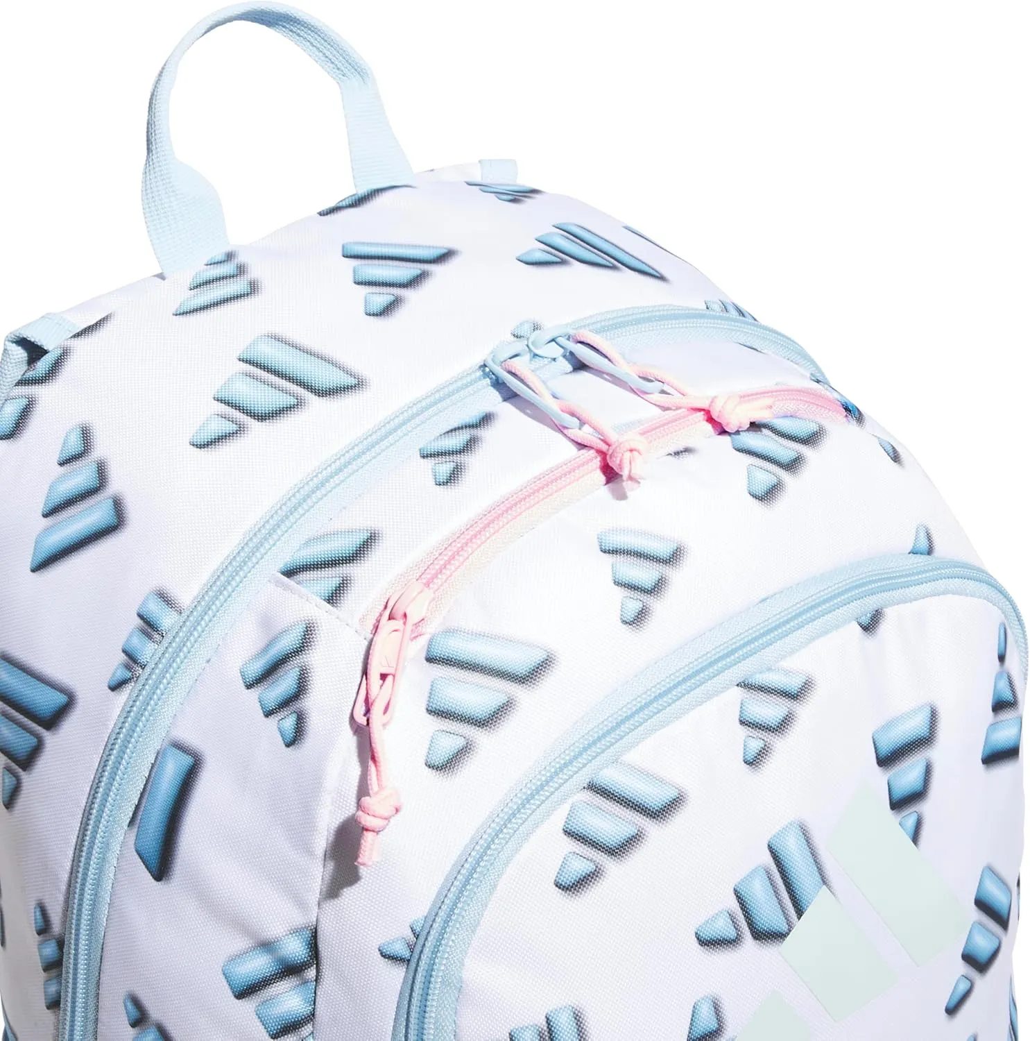 adidas Affiliate Small Backpack for Women and Men, Durable Bag with Laptop Sleeve, 3D AOP White/Clear Sky Blue/Clear Pink, One Size