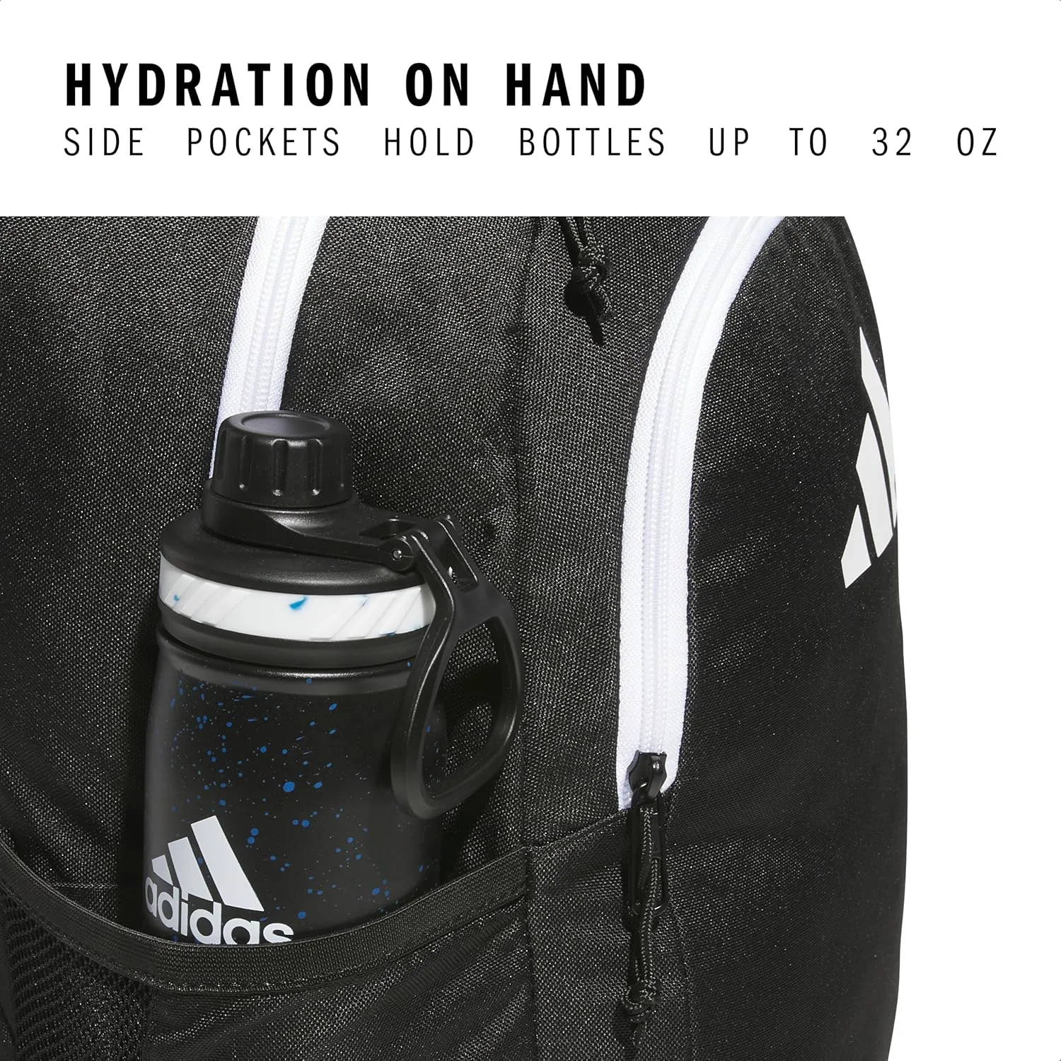 adidas Affiliate Small Backpack for Women and Men, Durable Bag with Laptop Sleeve, Black/White, One Size