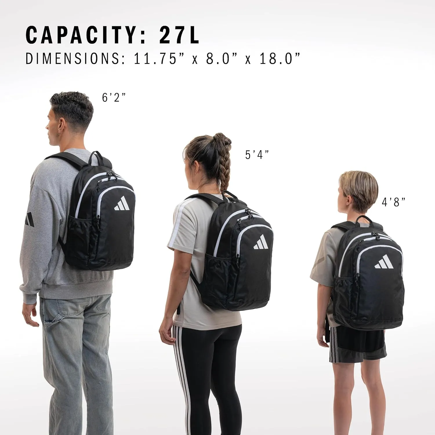 adidas Affiliate Small Backpack for Women and Men, Durable Bag with Laptop Sleeve, Black/White, One Size