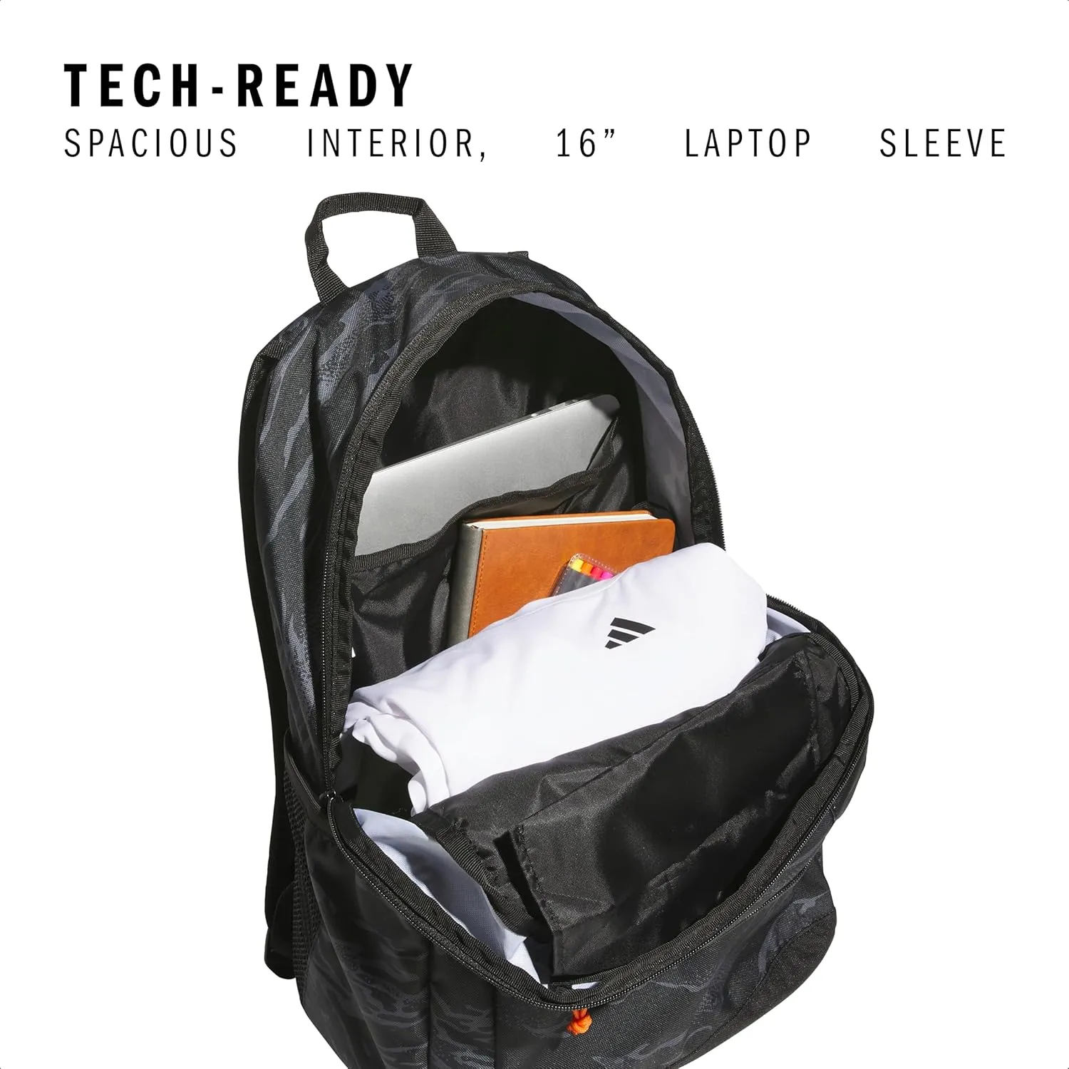 adidas Affiliate Small Backpack for Women and Men, Durable Bag with Laptop Sleeve, Black/White, One Size