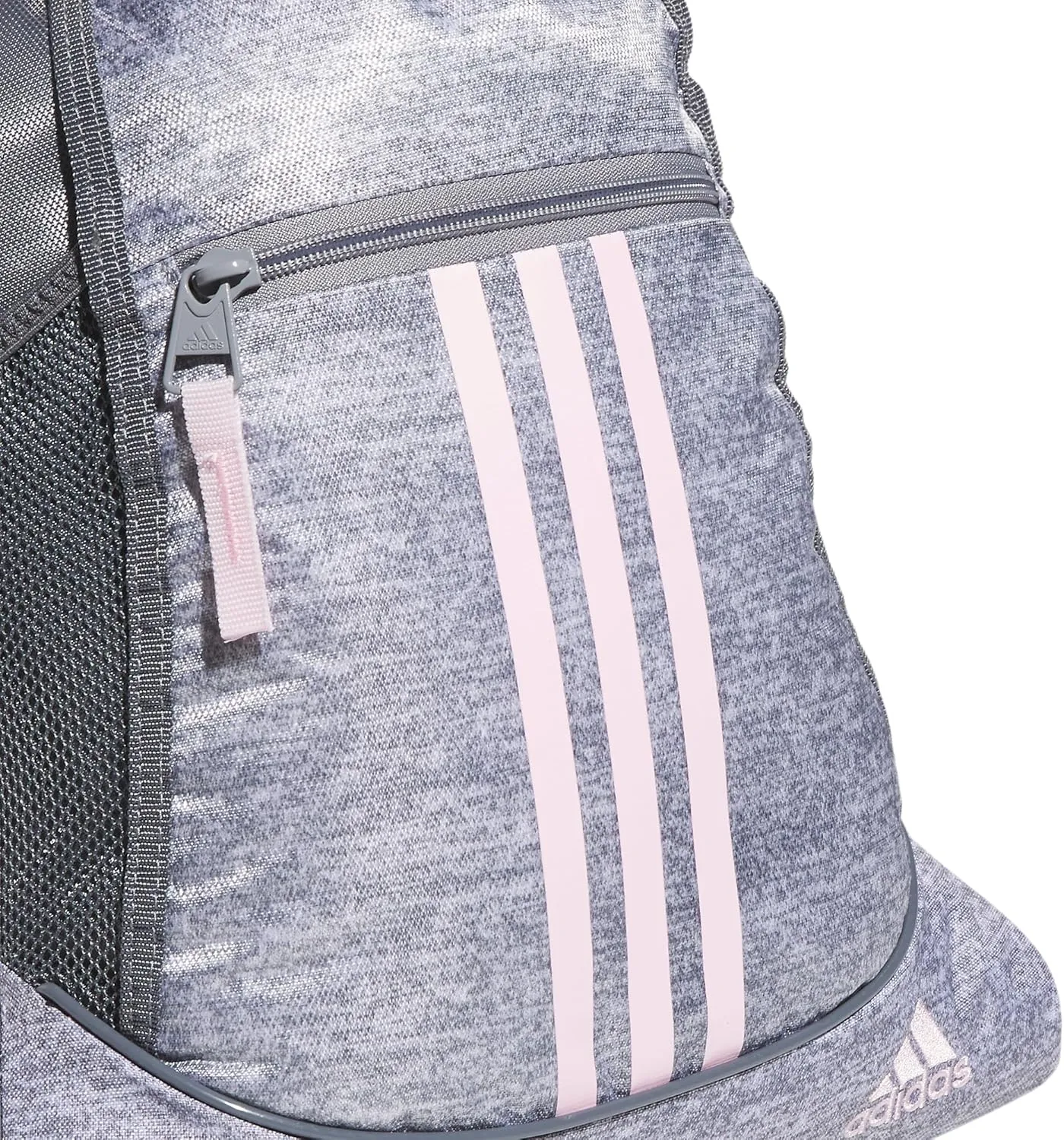 adidas Alliance Sackpack (12L) Lightweight Athletic Small Drawstring Team Sports Workout Bag Discontinued, Jersey Grey/Clear Pink/Grey, One Size