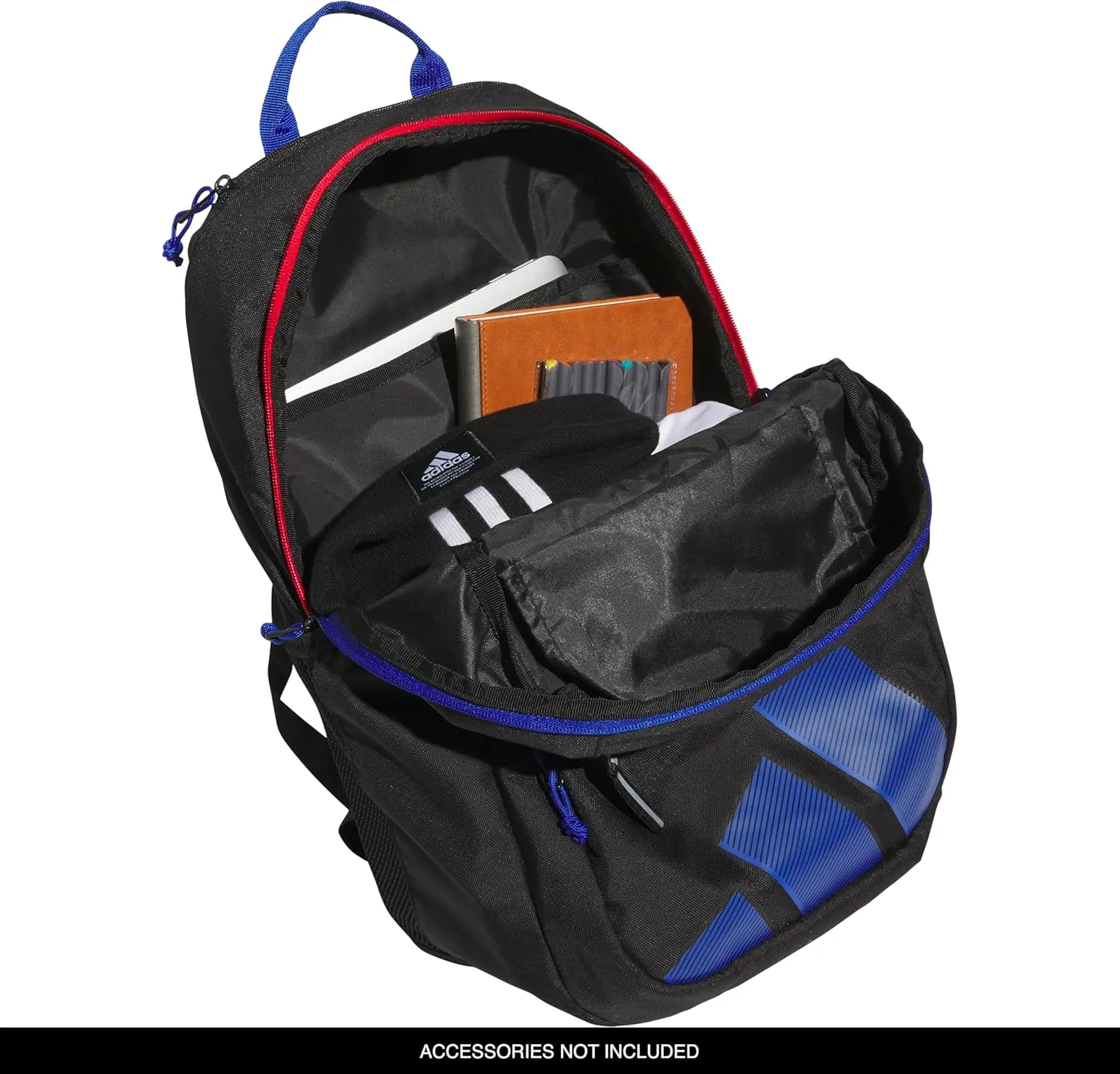 adidas Boys' Midway Backpack (28L) Durable Student Athletic Gym Laptop Book Bag Girls, Black/Better Scarlet/Team Royal Blue, One Size