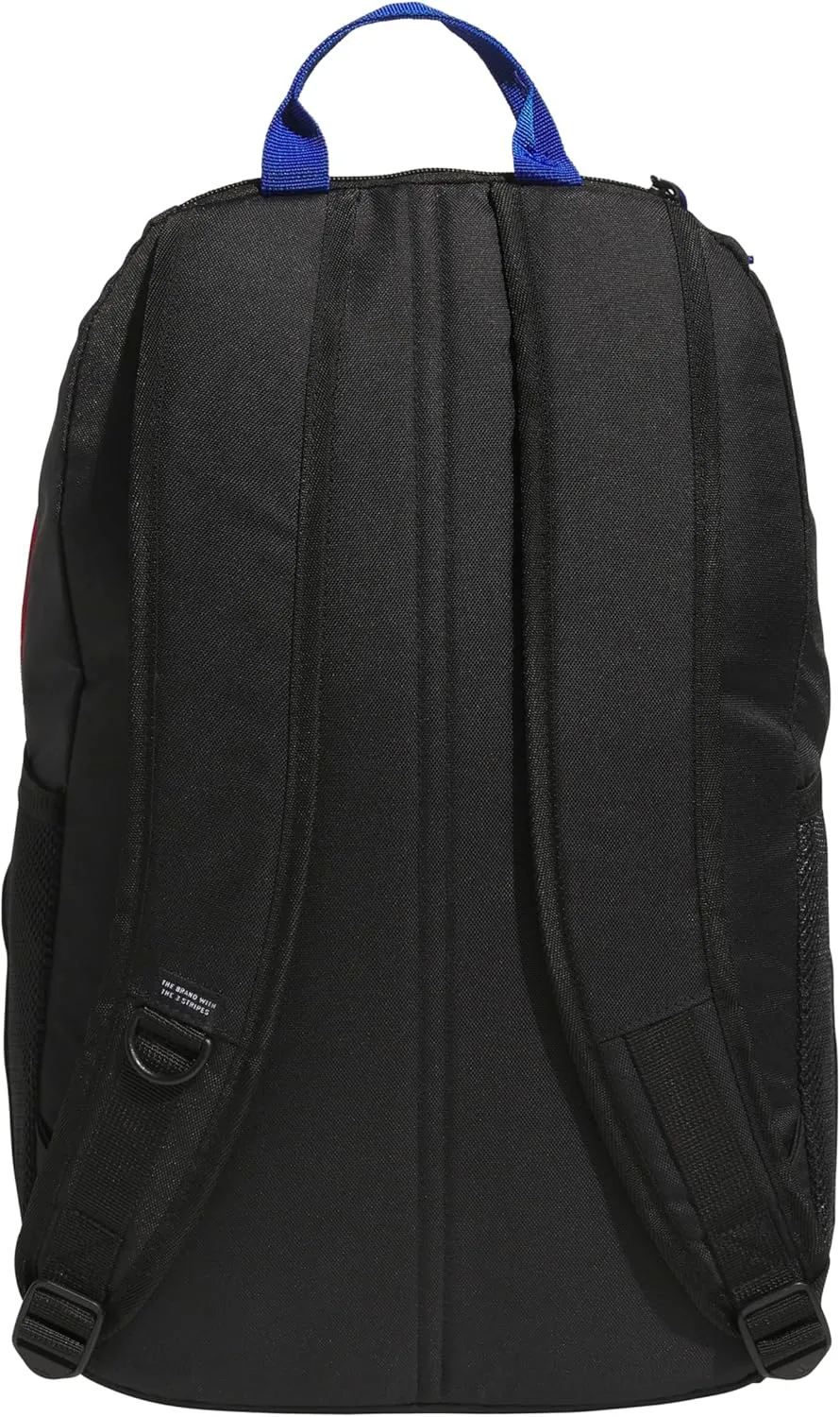 adidas Boys' Midway Backpack (28L) Durable Student Athletic Gym Laptop Book Bag Girls, Black/Better Scarlet/Team Royal Blue, One Size
