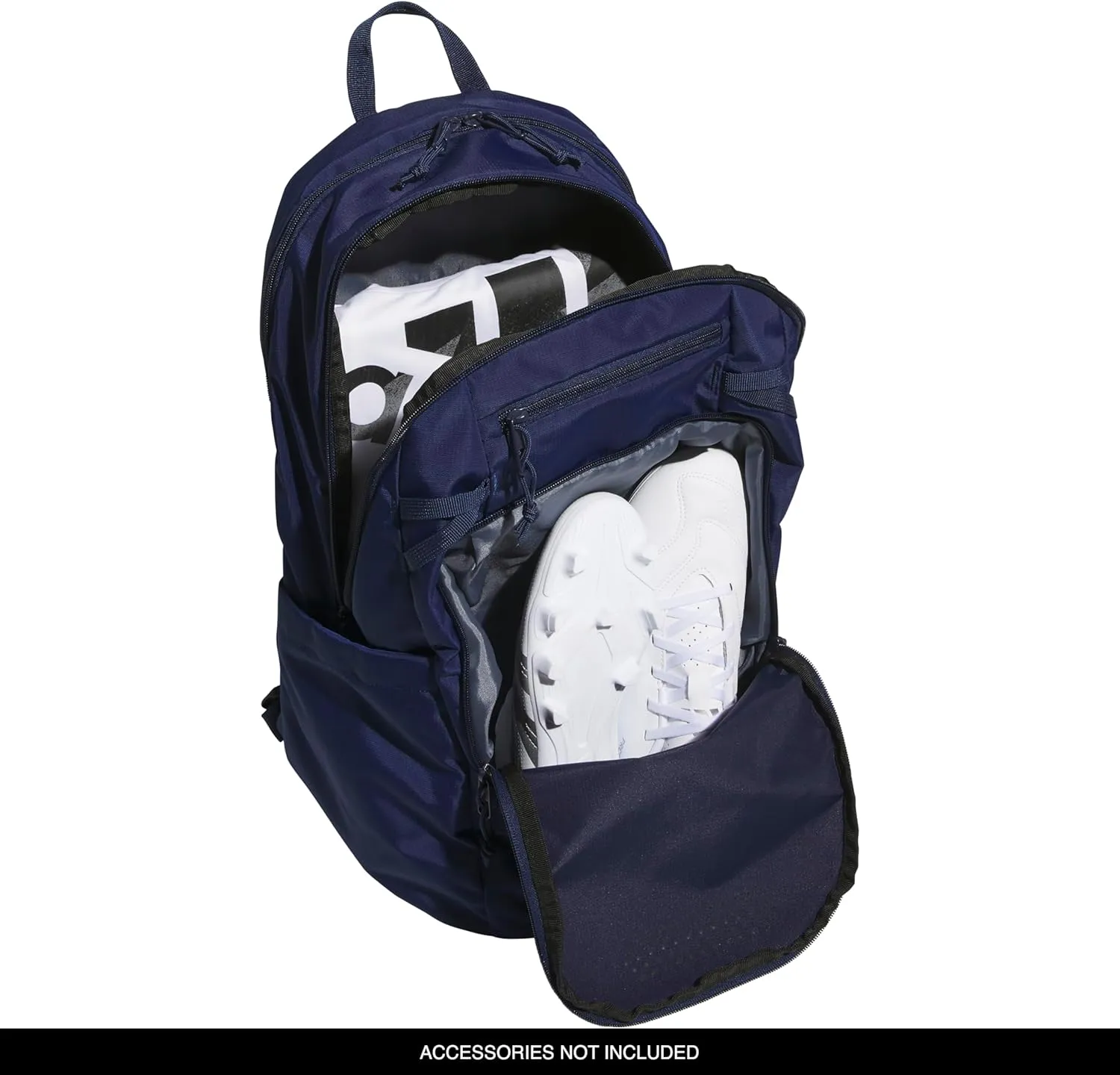 adidas Defender 5 Team Sports Backpack (33L) Durable Large Athletic Gym Laptop Travel Bag, Navy Blue, One Size