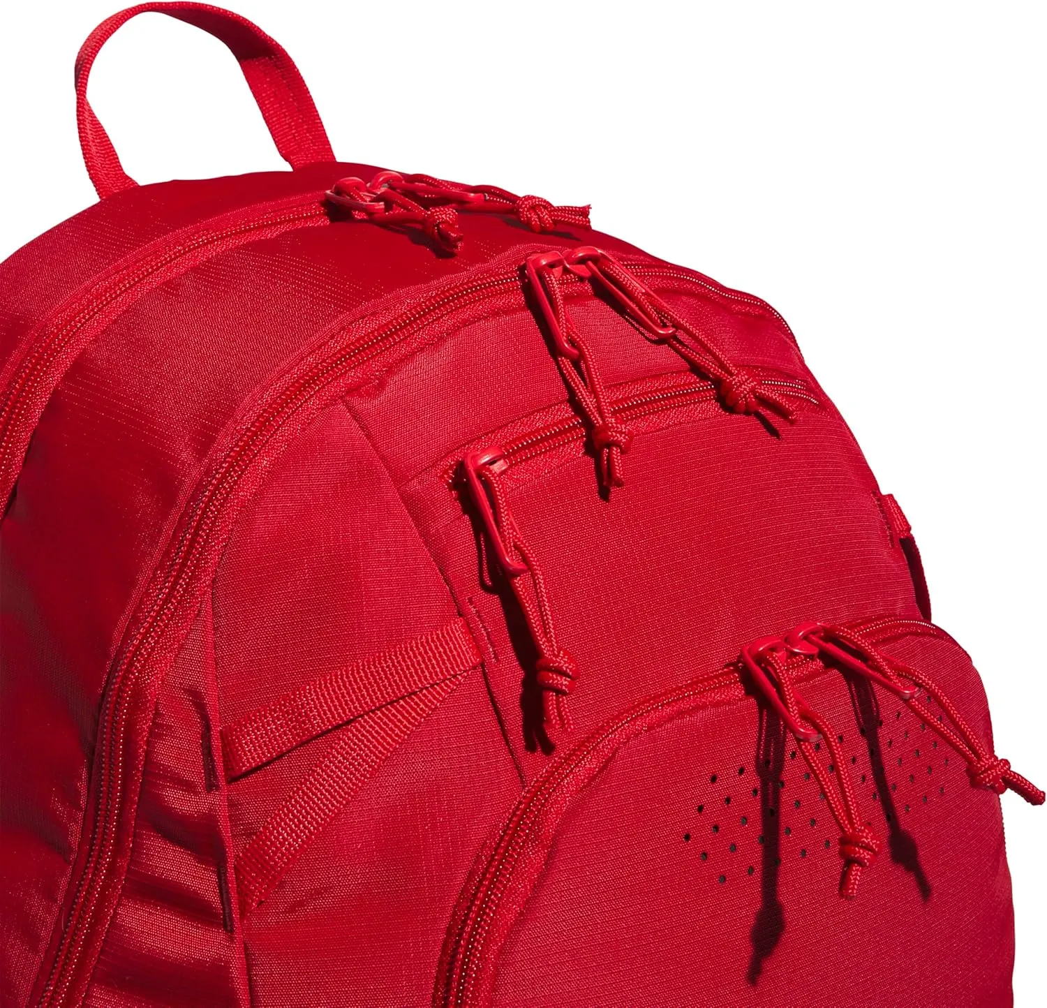 adidas Defender 5 Team Sports Backpack (33L) Durable Large Athletic Gym Laptop Travel Bag, Power Red/White, One Size
