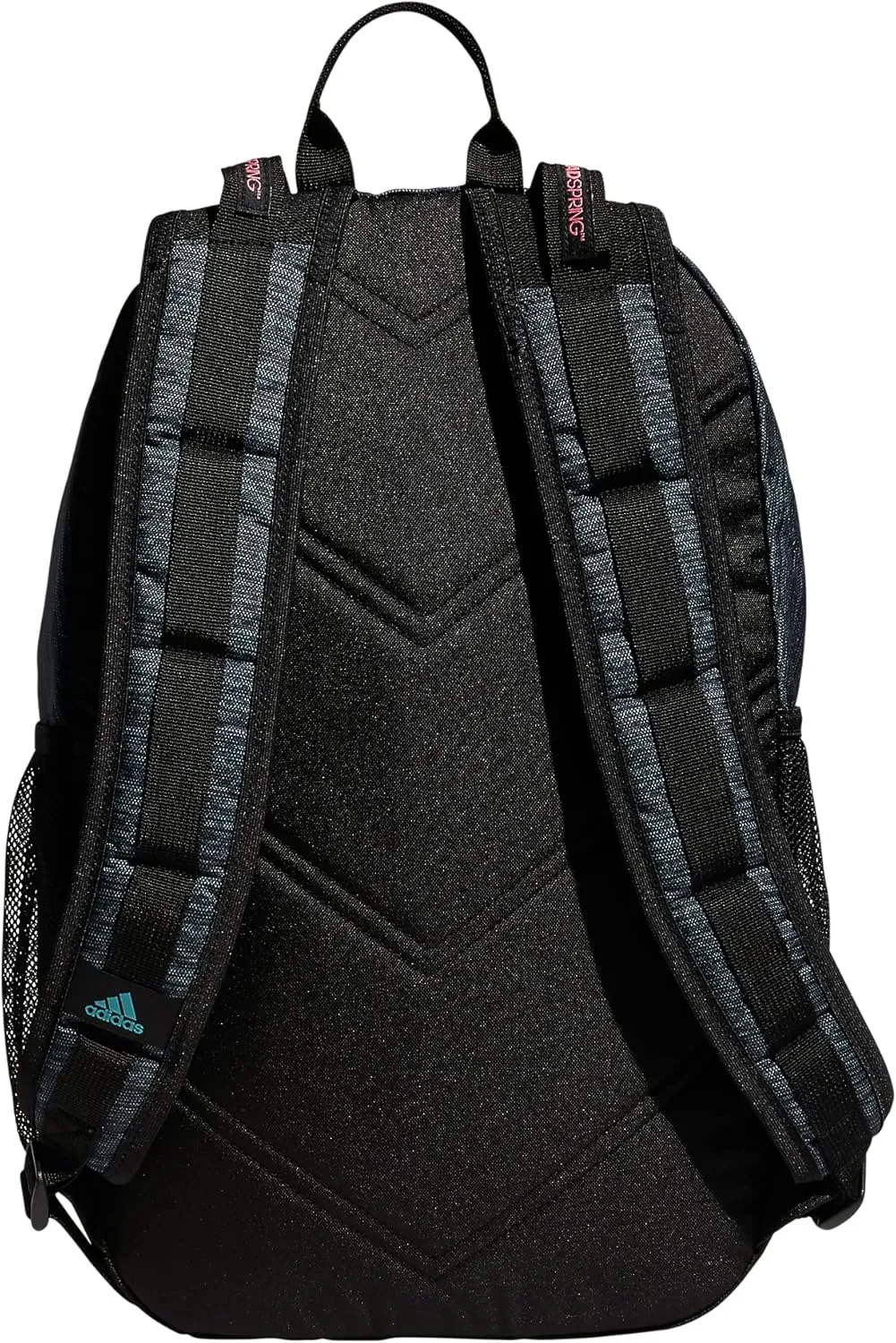 adidas Excel Backpack Durable Large Athletic Student Laptop Book Bag for Boys/Girls Discontinued, Two Tone Black/Snowglobe with Mutli Stripe Webbing, One Size