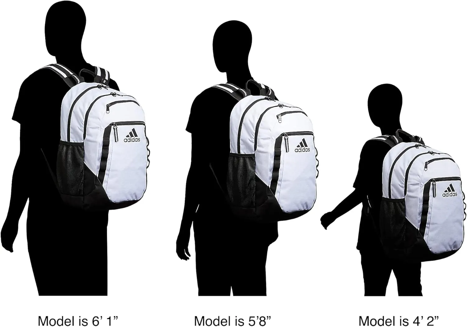 adidas Excel Backpack Durable Large Athletic Student Laptop Book Bag for Boys/Girls Discontinued, Two Tone Black/Snowglobe with Mutli Stripe Webbing, One Size