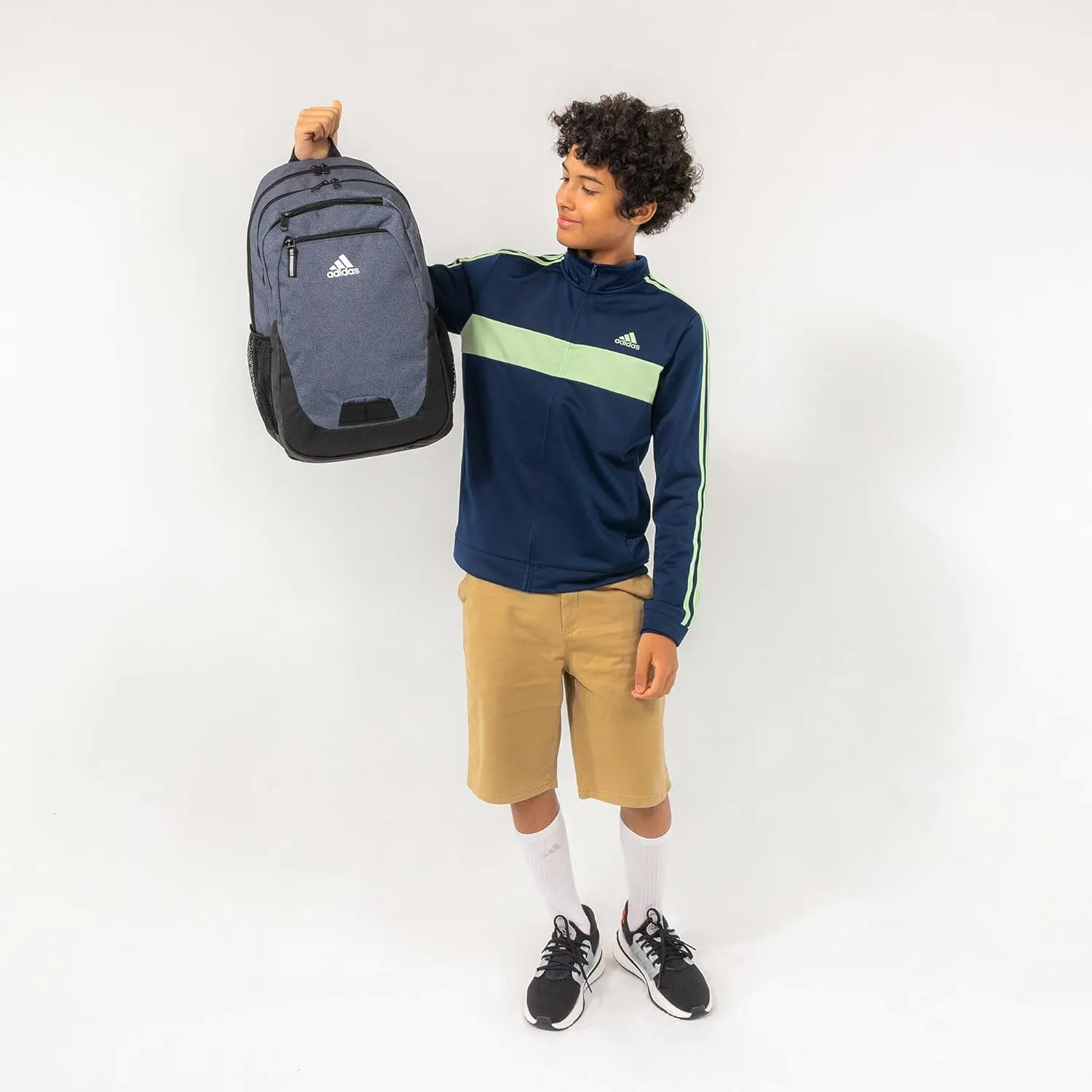 adidas Foundation Backpack for Laptop, Large Durable Athletic Gym Bag, ADI Collage Jersey Onix-Grey/Black/Vivid Red, One Size