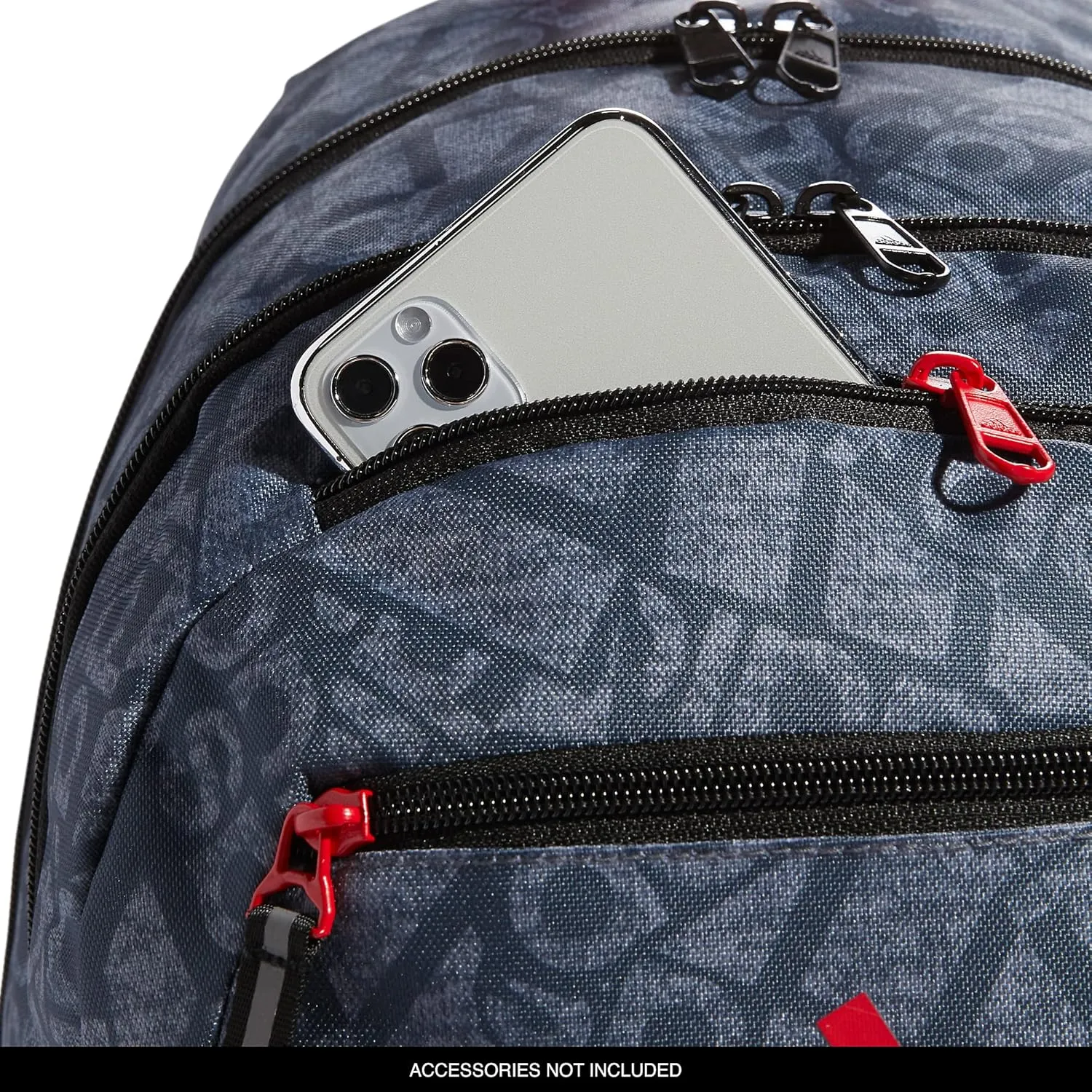 adidas Foundation Backpack for Laptop, Large Durable Athletic Gym Bag, ADI Collage Jersey Onix-Grey/Black/Vivid Red, One Size