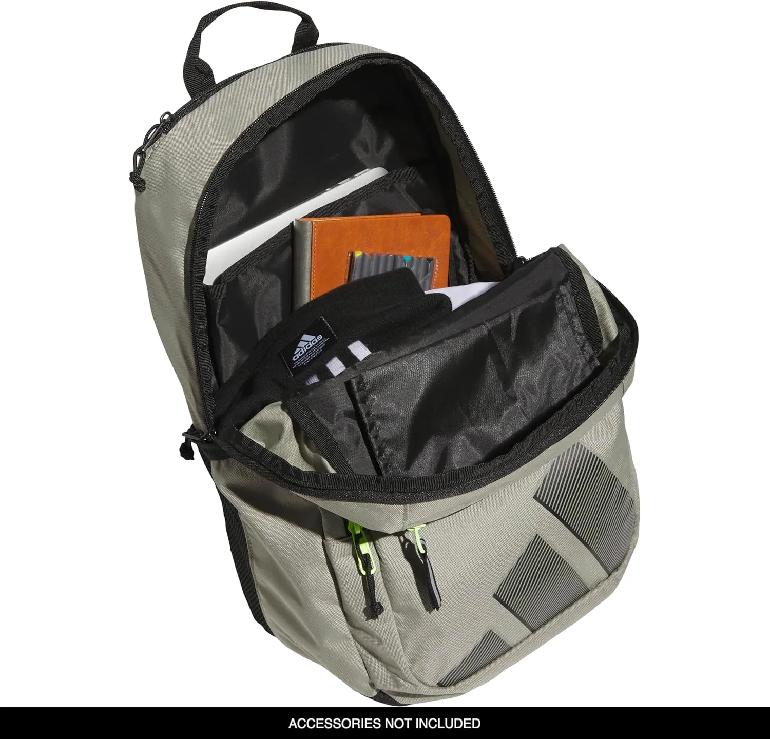 adidas Midway Small Backpack for Women and Men, Durable Laptop Bag, Silver Pebble Grey/Black/Lucid Lemon Yellow, One Size