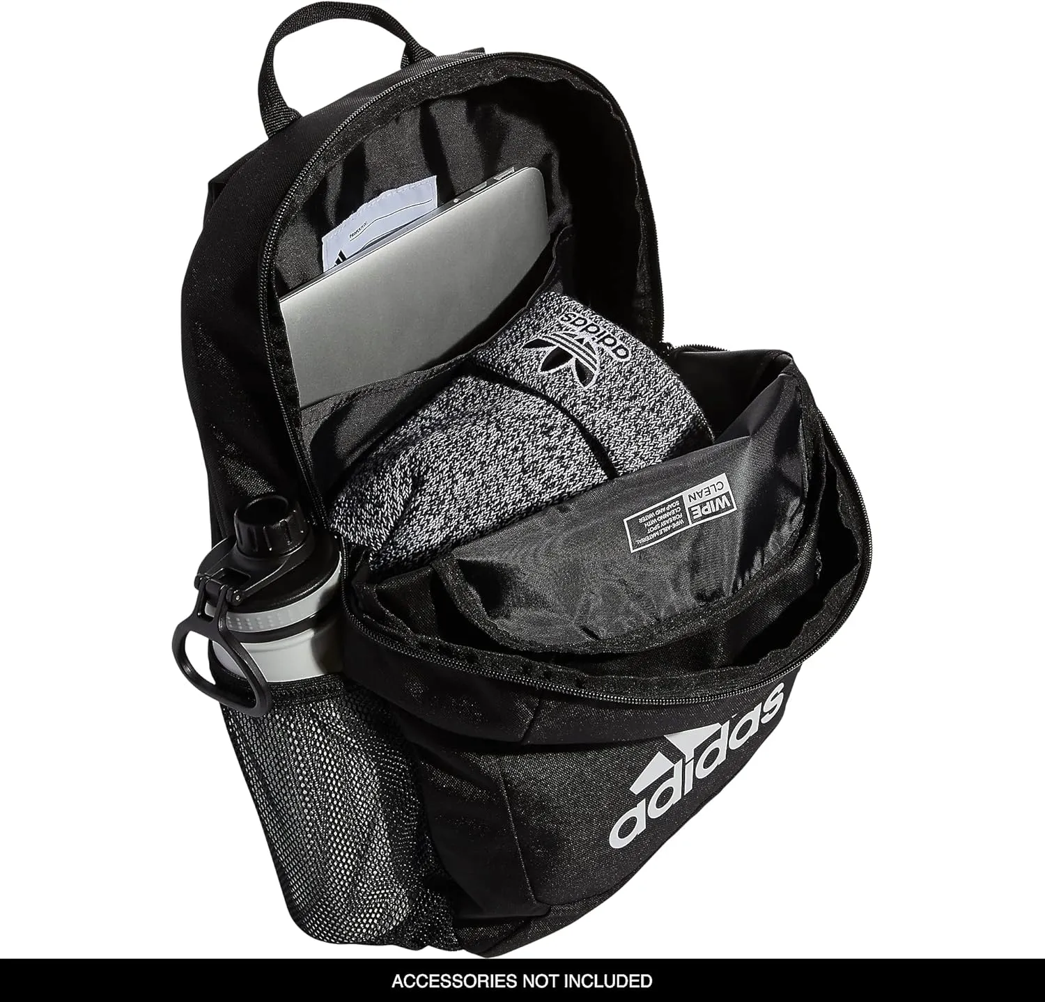 adidas Ready Small Backpack for Women and Men, Durable Laptop Bag for Work, Black/White, One Size
